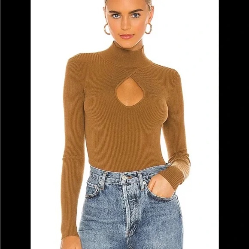 Lovers + Friends Niko turtleneck Revolve NWT small mockneck keyhole sweater